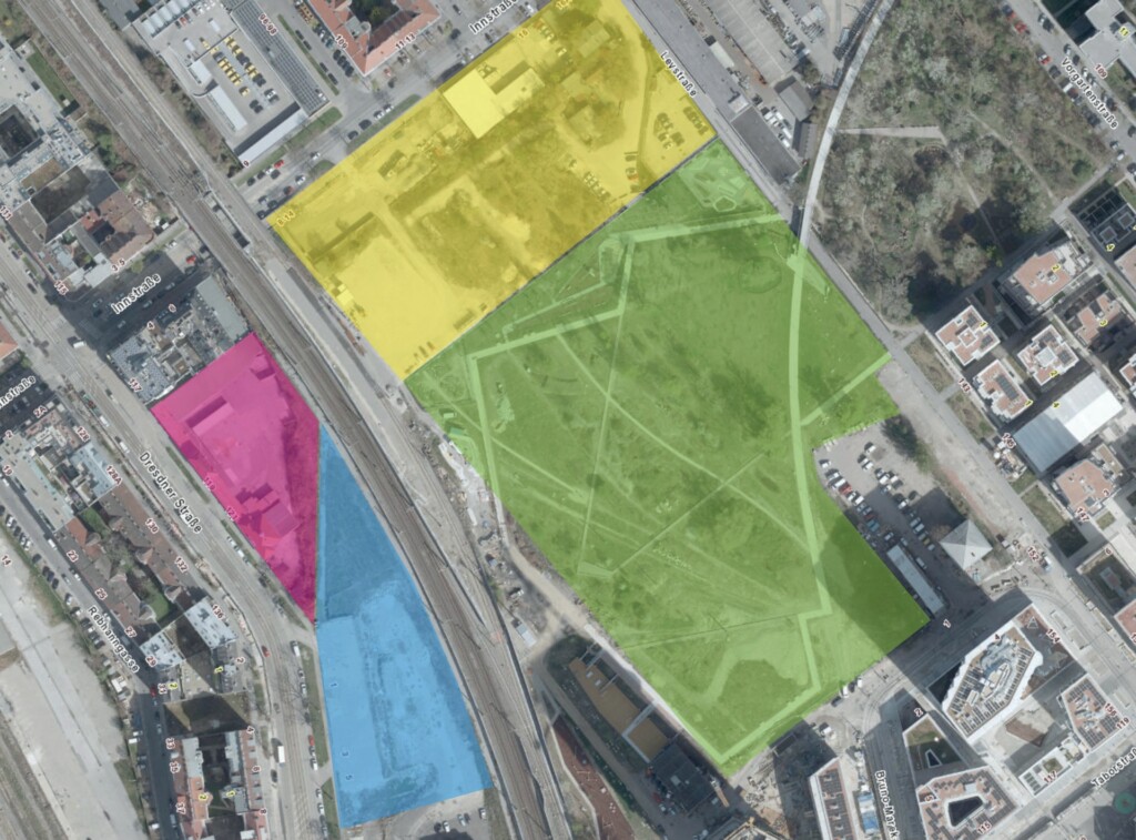 Luftbild der Gegend um den geplanten Mistplatz an der Innstraße