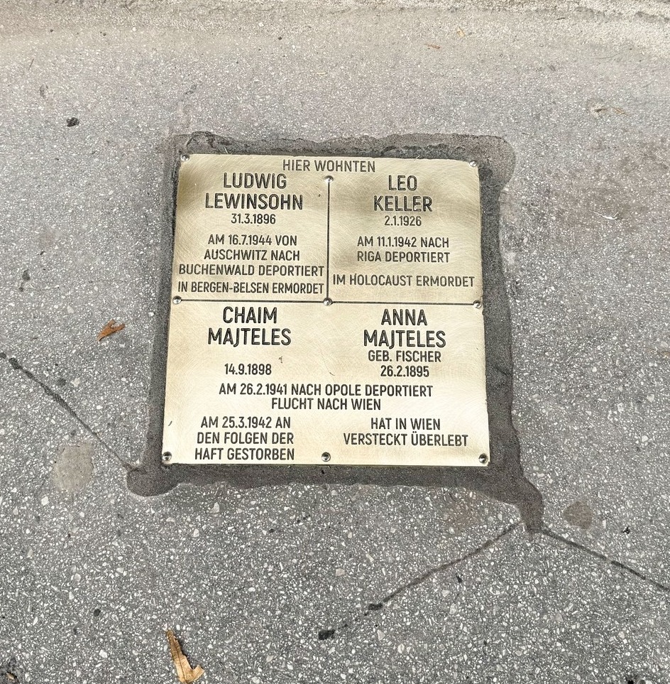 Steine der Erinnerung für: Ludwig Lewensohn, Leo Keller, Chaim und Anna Majteles